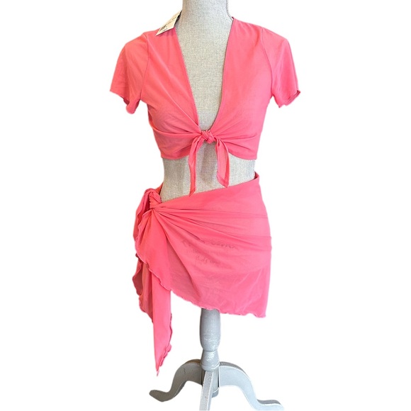 Coral Pink Swimsuit Cover Up Top by Forever 21 Size Large - Picture 2 of 3